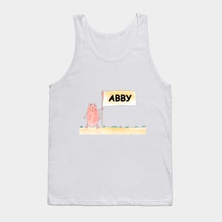 АВВУ name. Personalized gift for birthday your friend. Cat character holding a banner Tank Top